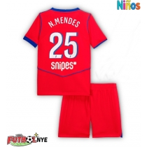 Camiseta Paris Saint-Germain Nuno Mendes #25 Tercera Equipación para niños 2025-26 manga corta (+ pantalones cortos)